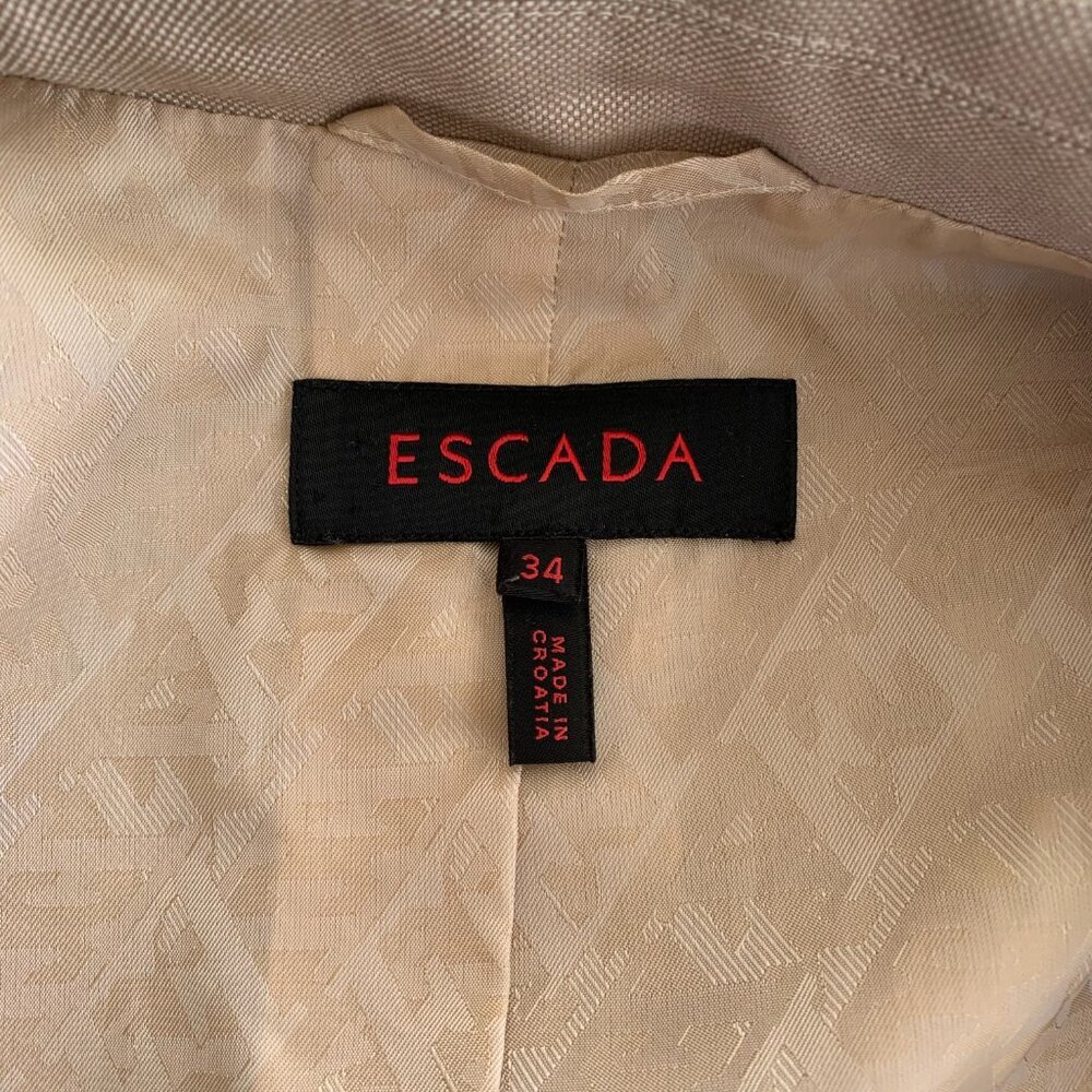 Escada Silk Wool Cotton Blend Earthy Toned Two Button Structured Blazer Coat - Picture 10 of 16